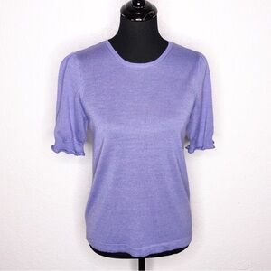Pearl by Lela Rose purple merino wool short sleeve sweater size Medium